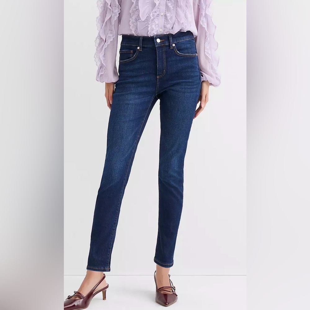NWT LOFT Petite Mid Rise The Skinny Jeans in Vintage Dark Wash 27p